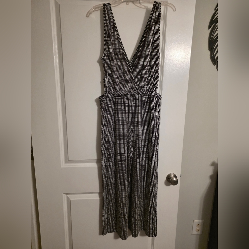 Caution To The Wind Monochrome Checkered Jumpsuit